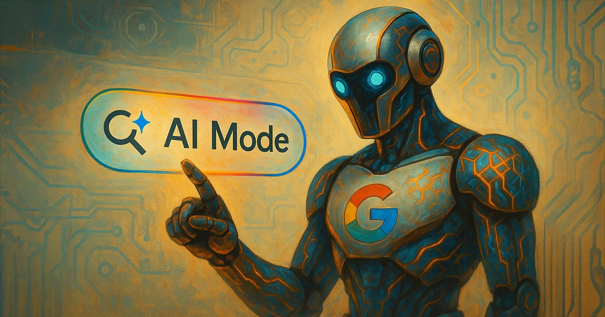 Roboter nutzt den AI Mode von Google